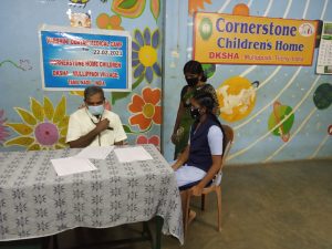 Child V.Sneha receiving Medical guidance